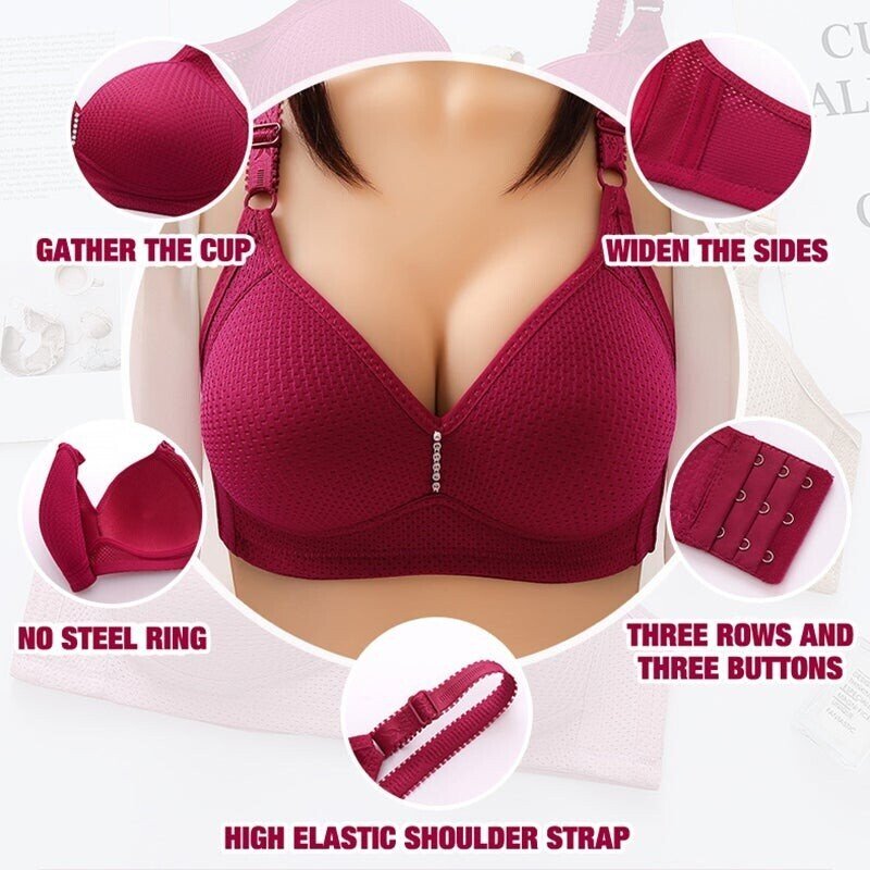 2022 Plus Size Bra Women Underwear Wire Free Comfort  Soft Breathable